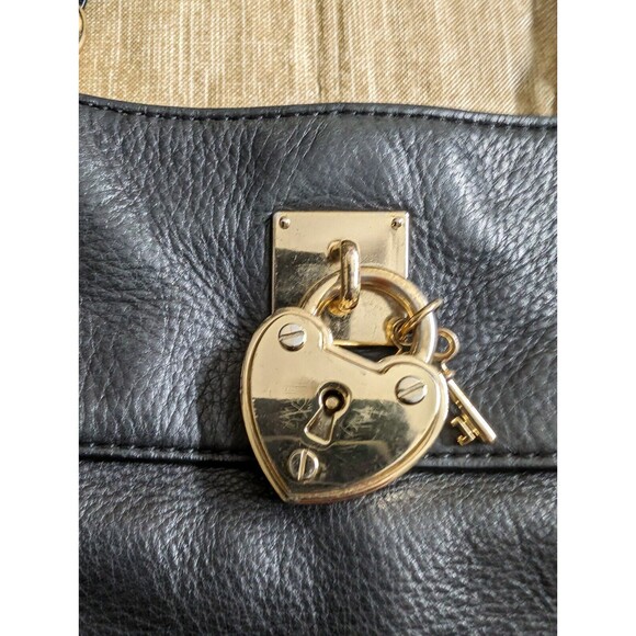 Juicy Couture Womens Black Leather Purse W/ Leopard Print Interior - Picture 2 of 16